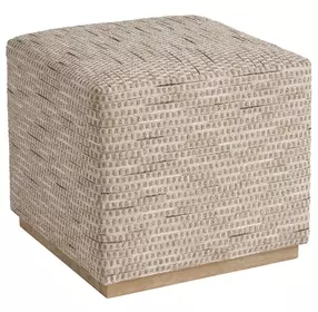 Colby Beige and Brown Upholstered Square Ottoman by Barclay Butera