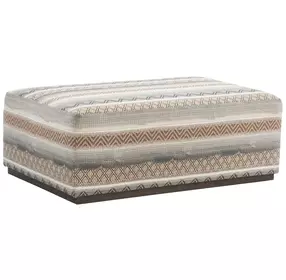 Sterling Caribbean Sands and Brown Upholstered Rectangular Cocktail Ottoman by Barclay Butera