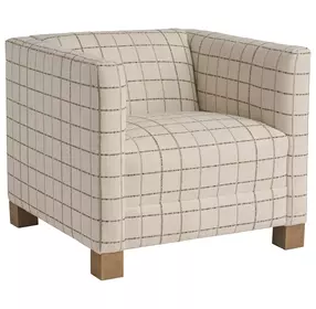Chandler Beige and Brown Upholstered Accent Chair by Barclay Butera