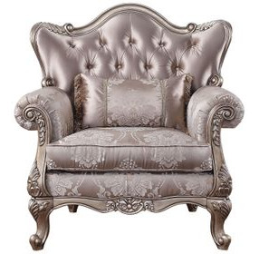 Jayceon Champagne Upholstered Lounge Chair with Pillow