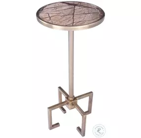 Mash Antique Gold Metal And Marble End Table