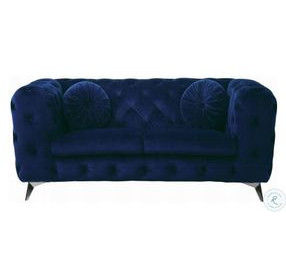 Atronia Blue Velvet 72" Loveseat