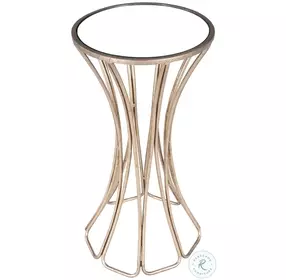 Faruh Antique Gold Leaf Metal And Mirror End Table