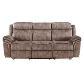 Zubaida Chocolate 87" Glider Reclining Sofa with Console and USB Charging