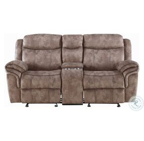 Zubaida Two Tone Chocolate Velvet 78" Reclining Loveseat and Console with USB Charging
