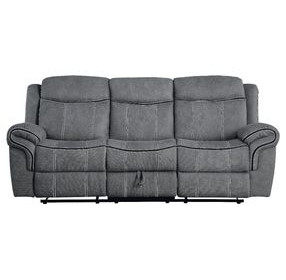 Zubaida Gray 87" Glider Reclining Sofa with Console and USB Charging