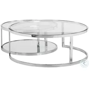 5509 Clear Glass And Polished Stainless Steel Nesting Cocktail Table Set of 2