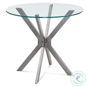 Deen Gunmetal And Clear Round End Table