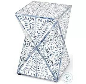 Anais Blue and White Bone End Table