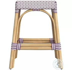 Tobias Distressed White and Purple Rattan 24" Counter Height Stool