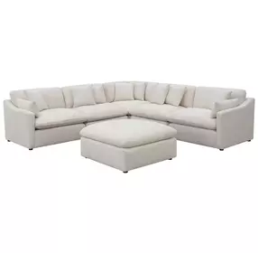 Hobson Ivory Performance Fabric 6 Piece Modular Sectional