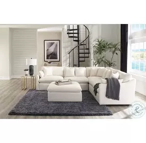 Hobson Off White 5 Piece Performance Fabric Sectional