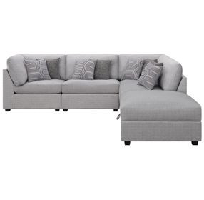Cambria Gray 5 Piece Modular Sectional with Storage Ottoman