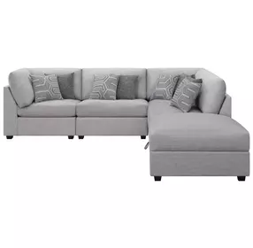 Cambria Gray 5 Piece Modular Sectional with Storage Ottoman