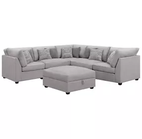 Cambria Gray 6 Piece Modular Sectional with Storage Ottoman