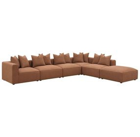 Jennifer Terracotta Square Upholstered Ottoman