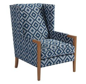 Stratton Blue Upholstered Wing Chair