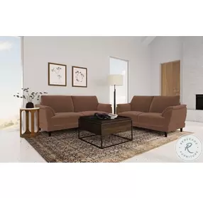 Selma Rust Velvet Crescent Arm Living Room Set