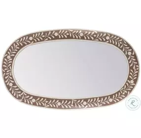Trubadur Brown and White Oval Bone Inlay Wall Mirror