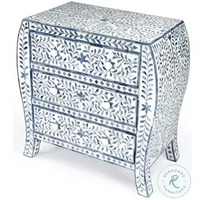 Trubadur Blue and White Bone 3 Drawer Chest