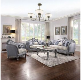 Ariadne Platinum Living Room Set with Pillows