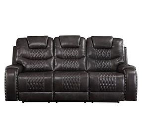 Braylon Magnetite 90" Reclining Sofa with Nailhead Trim