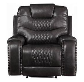 Braylon Magnetite Recliner with Nailhead Trim