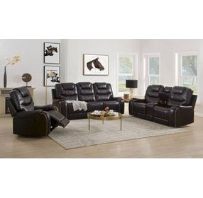 Braylon Brown Reclining Living Room Set with Nailhead Trim