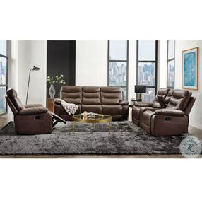 Aashi Brown Leather Reclining Living Room Set