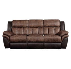 Jaylen Toffee and Espresso 91" Reclining Sofa