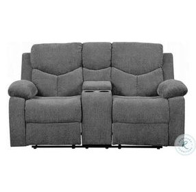 Kalen Gray Chenille Reclining 71" Loveseat with Console