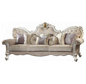 Picardy Beige 110" Oversized Sofa with Nailhead Trim