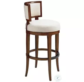 Island Fusion Off White Macau Macau Fabric Swivel Bar Stool