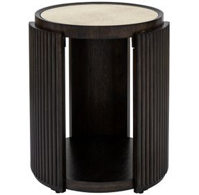 Rivera Espresso and Gold Tinted Round End Table