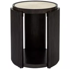 Rivera Espresso and Gold Tinted Round End Table