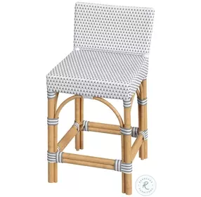 Serienna White And Gray Dot Rattan Counter Height Stool