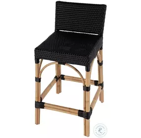 Serienna Black Rattan Counter Height Stool