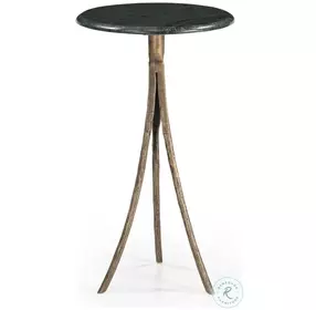 Milo Green Marble And Antique Brass Accent Table
