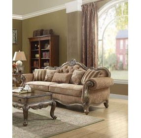 Ragenardus Pink 95" Sofa with Pillows and Nailhead Trim