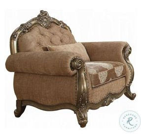 Ragenardus Fabric and Vintage Oak Nailhead Trim Chair with Pillow