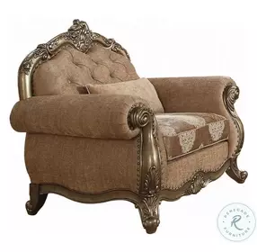 Ragenardus Fabric and Vintage Oak Nailhead Trim Chair with Pillow