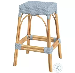 Tobias Baby Blue Rattan Bar Stool