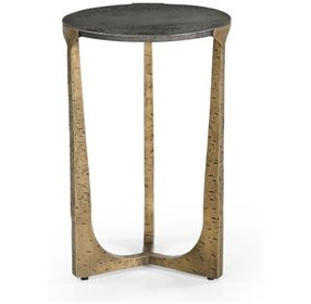 Amara Antique Brass and Nickel Round Accent Table