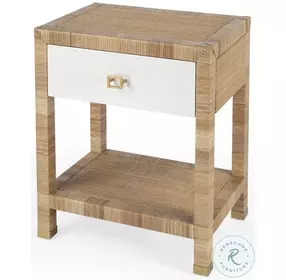 Corfu Natural and White Cosmopolitan 1 Drawer Nighstand