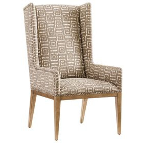 Cypress Point Milton Beige and Tan Upholstered Host Chair with Nailhead Trim