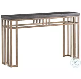 Cypress Point Stained Travertine And Bronze Montera Travertine Console