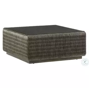 Cypress Point Smoke Grey Seawatch Woven Tempered Glass Top Cocktail Table