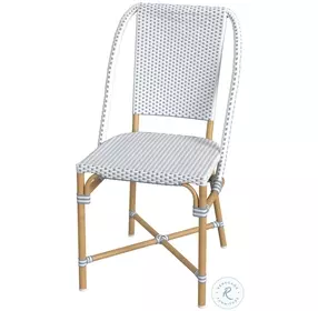 Tobias White and Sky Blue Dot Outdoor Dining Chair