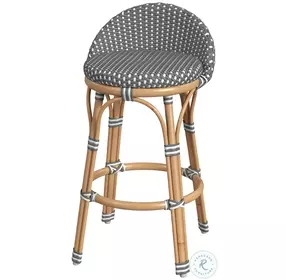 Tobias Gray and White Dot Outdoor Low Back Counter Height Stool