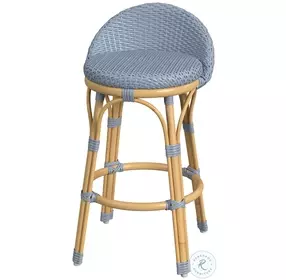 Tobias Baby Blue Outdoor Low Back Counter Height Stool